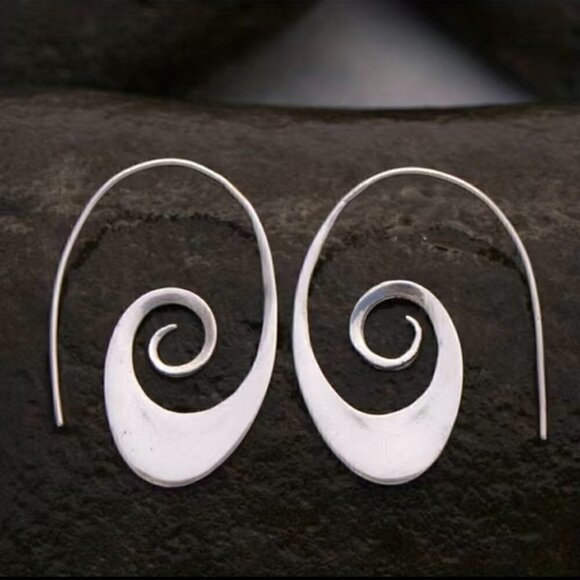 Silver Tone Spiral Earrings in Silver #808 - Picture 9 of 9